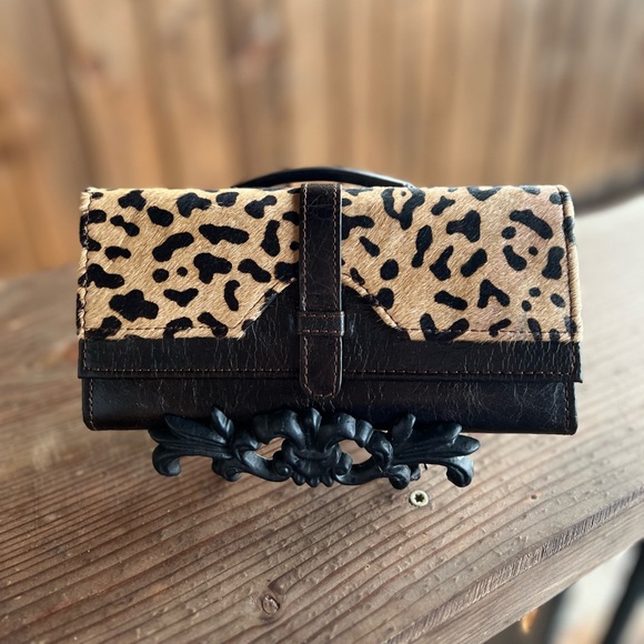 wallet TREND New Leopard Cheetah Genuine Cowhide Leather Rustic womens - Picture 1 of 4